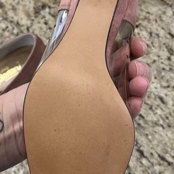 Vintage California Magdesians Women’s Clear Vinyl Suede Trim Peep Toe Size 6M - Picture 7 of 12